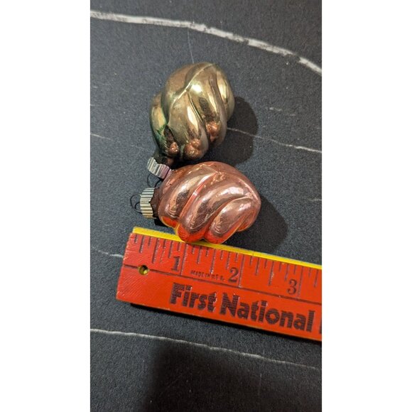 Shiny Brite Xmas Ornaments Pair Swirl Style Gold & Pink Glass Vintage 2" - Picture 6 of 6